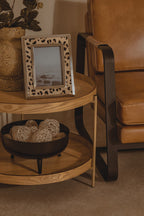 Natural Wood Veneer Round Two-Tier Side Table, Viborg