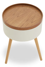 Natural Wooden Storage Side Table with Lift Up Lid Natural Wood Veneer Top, Viborg