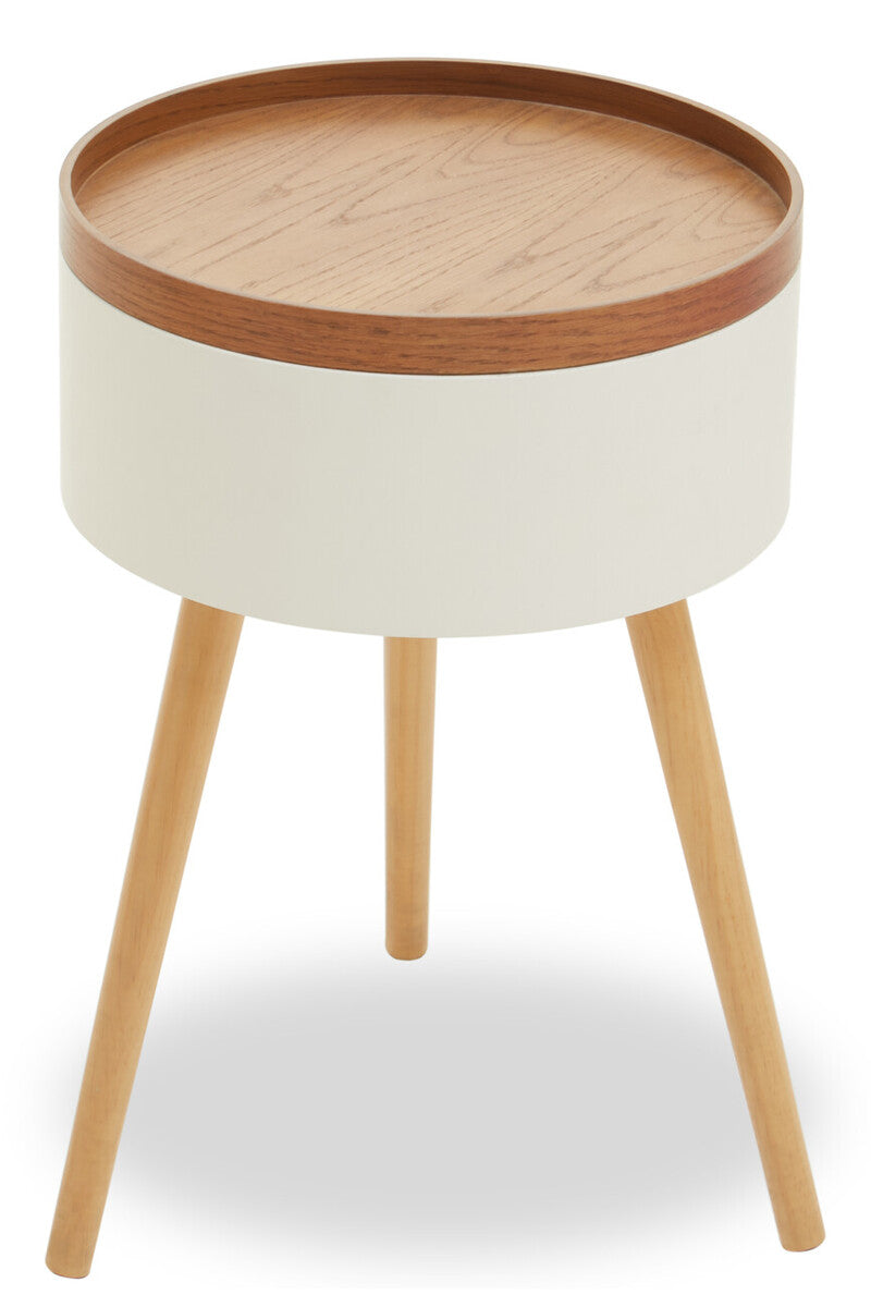 Natural Wooden Storage Side Table with Lift Up Lid Natural Wood Veneer Top, Viborg
