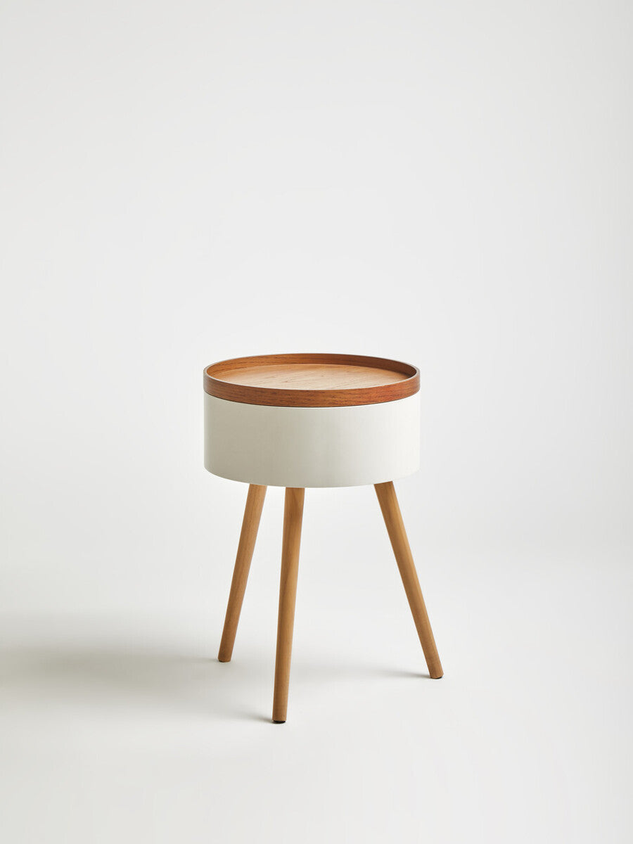 Natural Wooden Storage Side Table with Lift Up Lid Natural Wood Veneer Top, Viborg