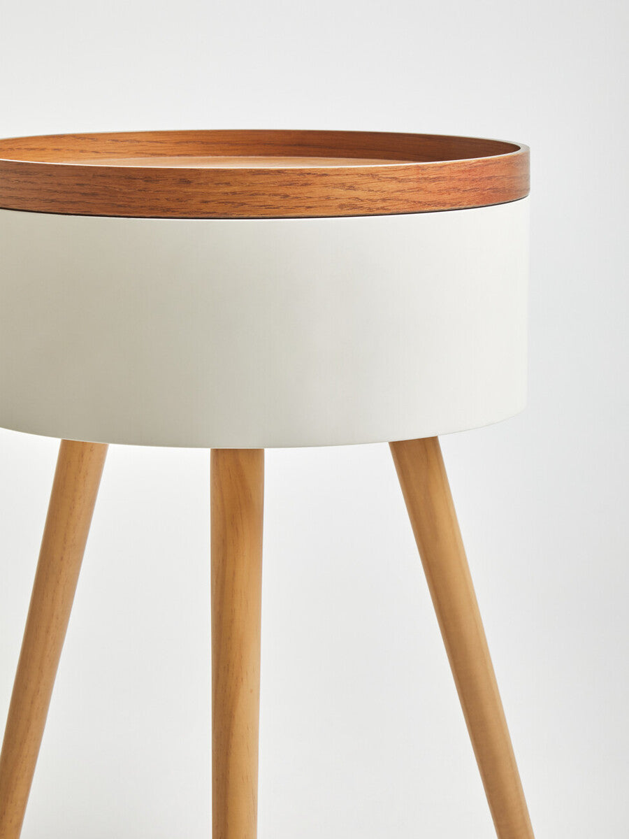 Natural Wooden Storage Side Table with Lift Up Lid Natural Wood Veneer Top, Viborg