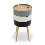 White Grey and Black Three Tier Storage Side Table with Pine Wood Legs | Viborg
