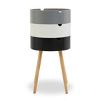 White Grey and Black Three Tier Storage Side Table with Pine Wood Legs | Viborg