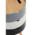 White Grey and Black Three Tier Storage Side Table with Pine Wood Legs | Viborg