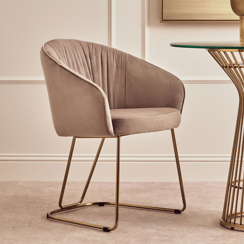Mink Velvet Curved Dining Chair | Veneto