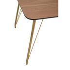 Natural Wood Effect Top Dining Table with Gold Hairpin Metal Base | Veneto
