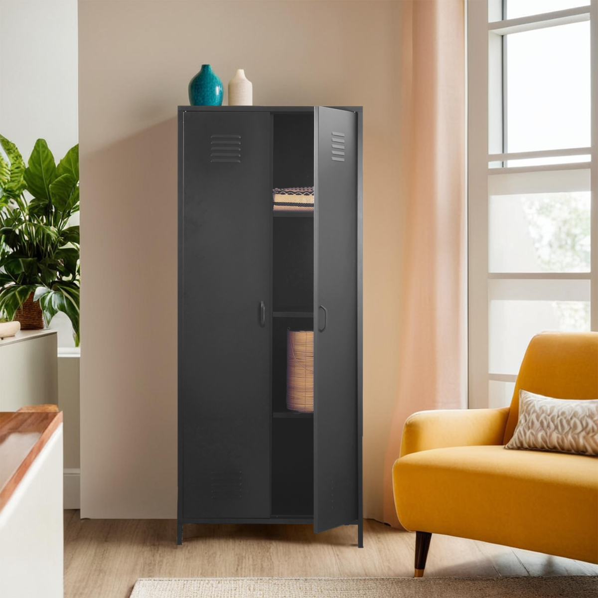 Black Two Door Locker Style Wardrobe | Academy