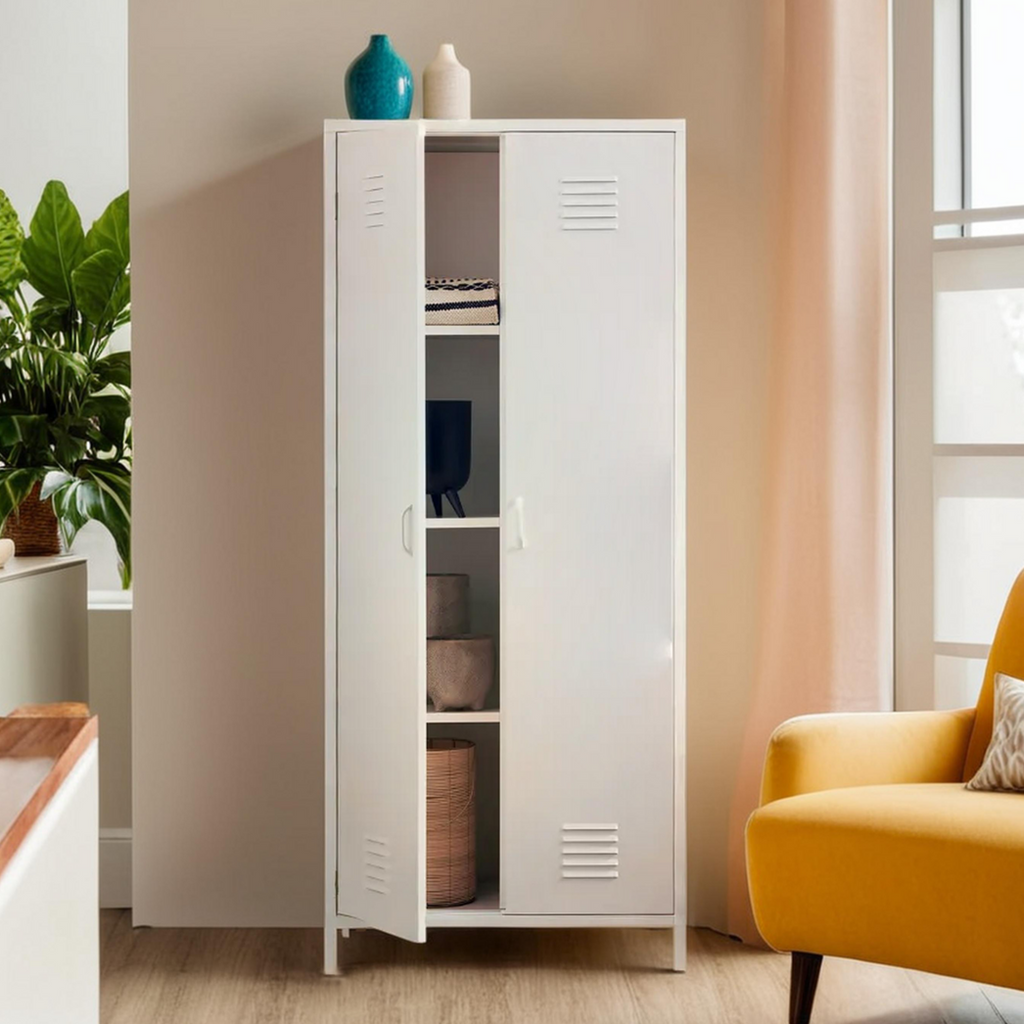 White Two Door Locker Style Wardrobe | Academy