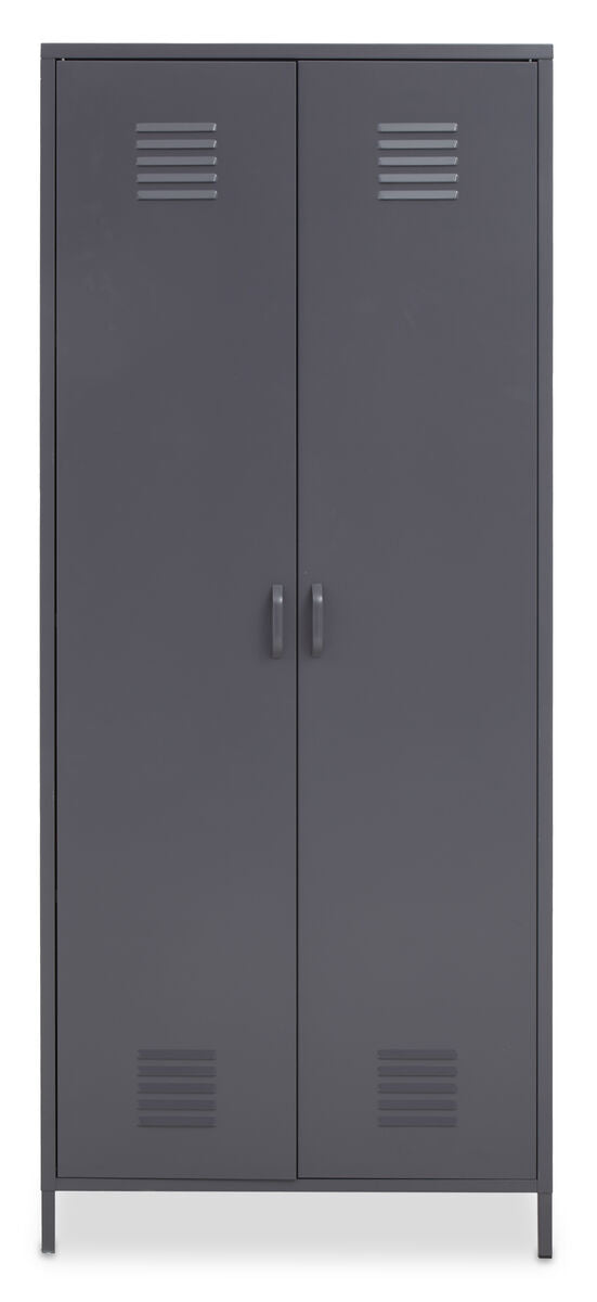 Grey Two Door Locker Style Wardrobe | Academy