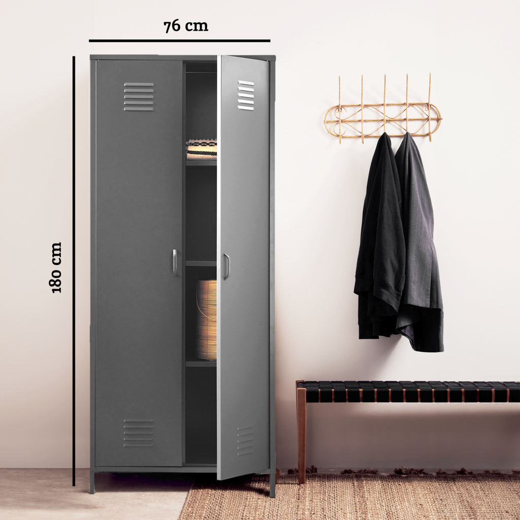 Grey Two Door Locker Style Wardrobe | Academy