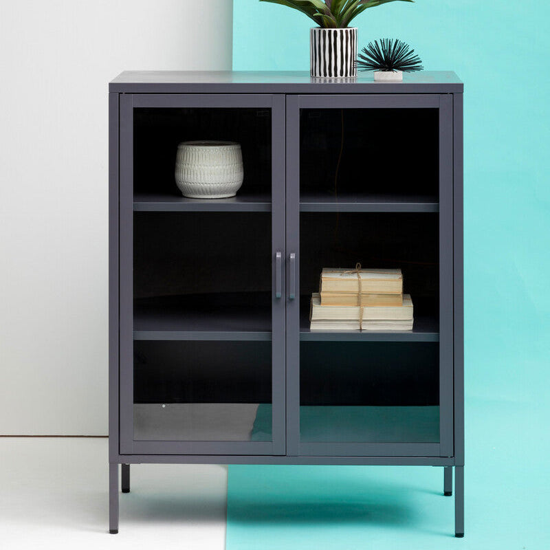 Two Door Grey Metal Cabinet | Acier