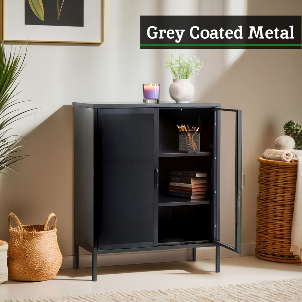 Two Door Grey Metal Cabinet | Acier