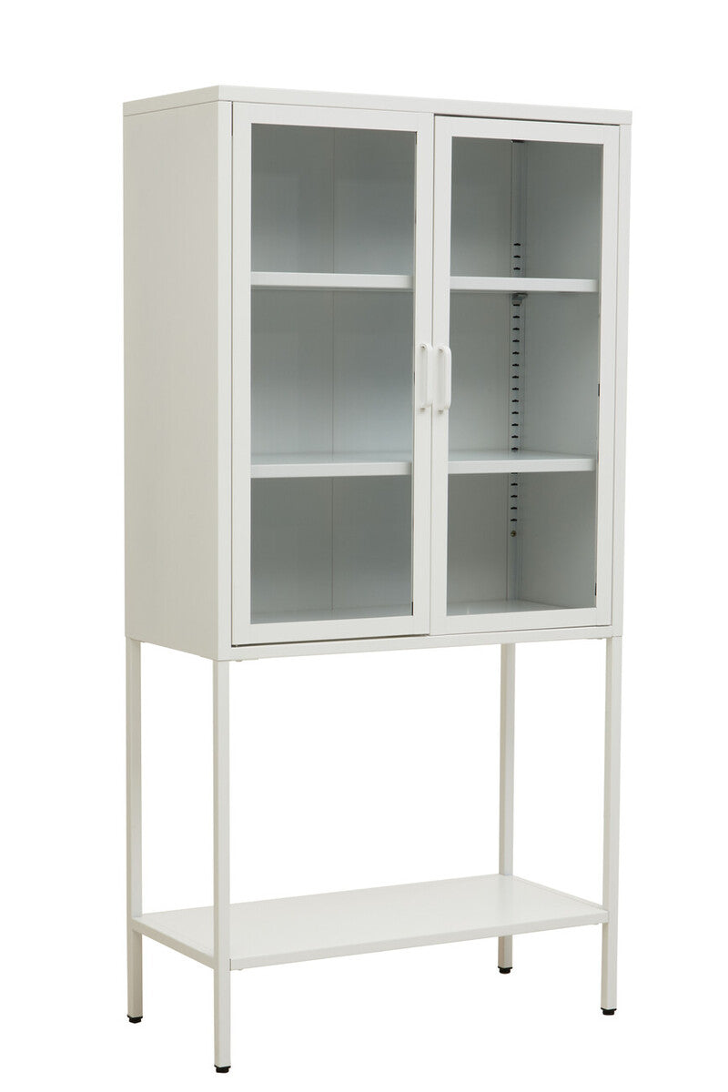 Two Door White Metal Cabinet with Glass Doors | Acier