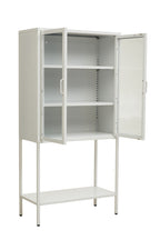 Two Door White Metal Cabinet with Glass Doors | Acier