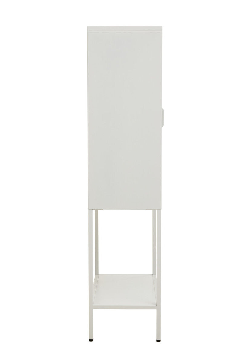 Two Door White Metal Cabinet with Glass Doors | Acier