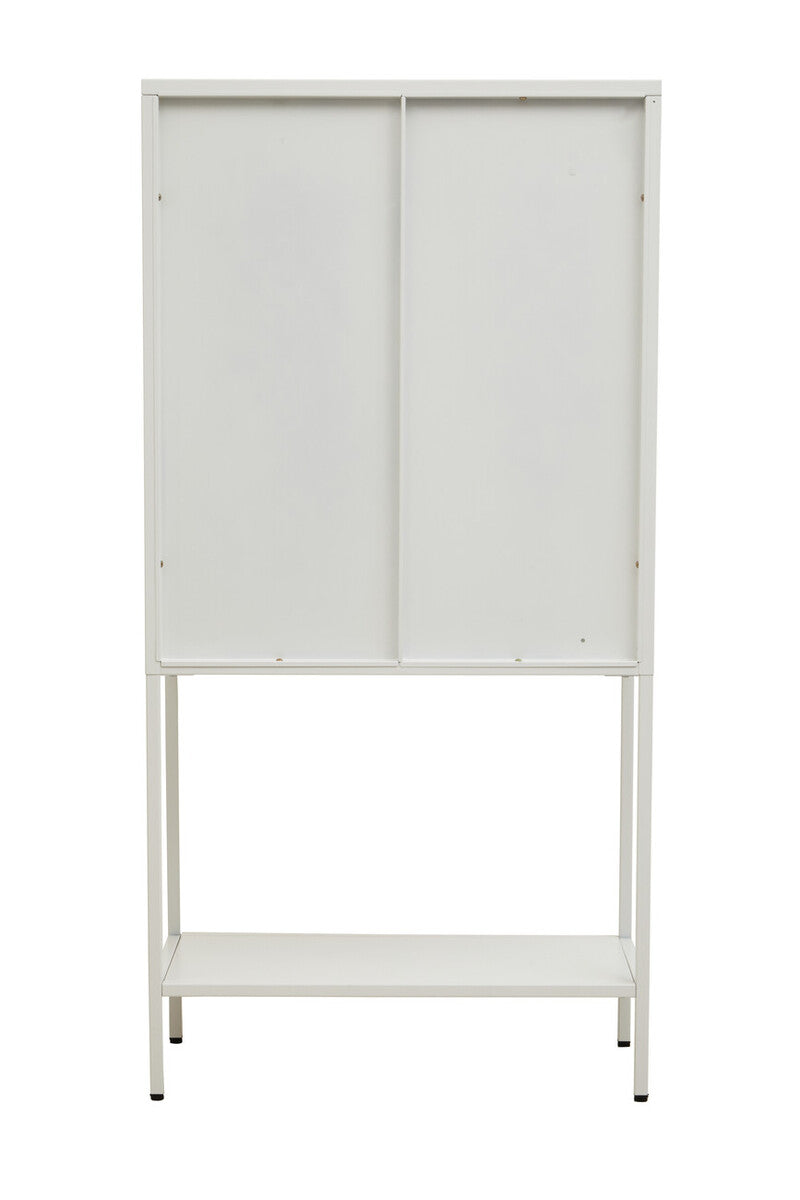 Two Door White Metal Cabinet with Glass Doors | Acier
