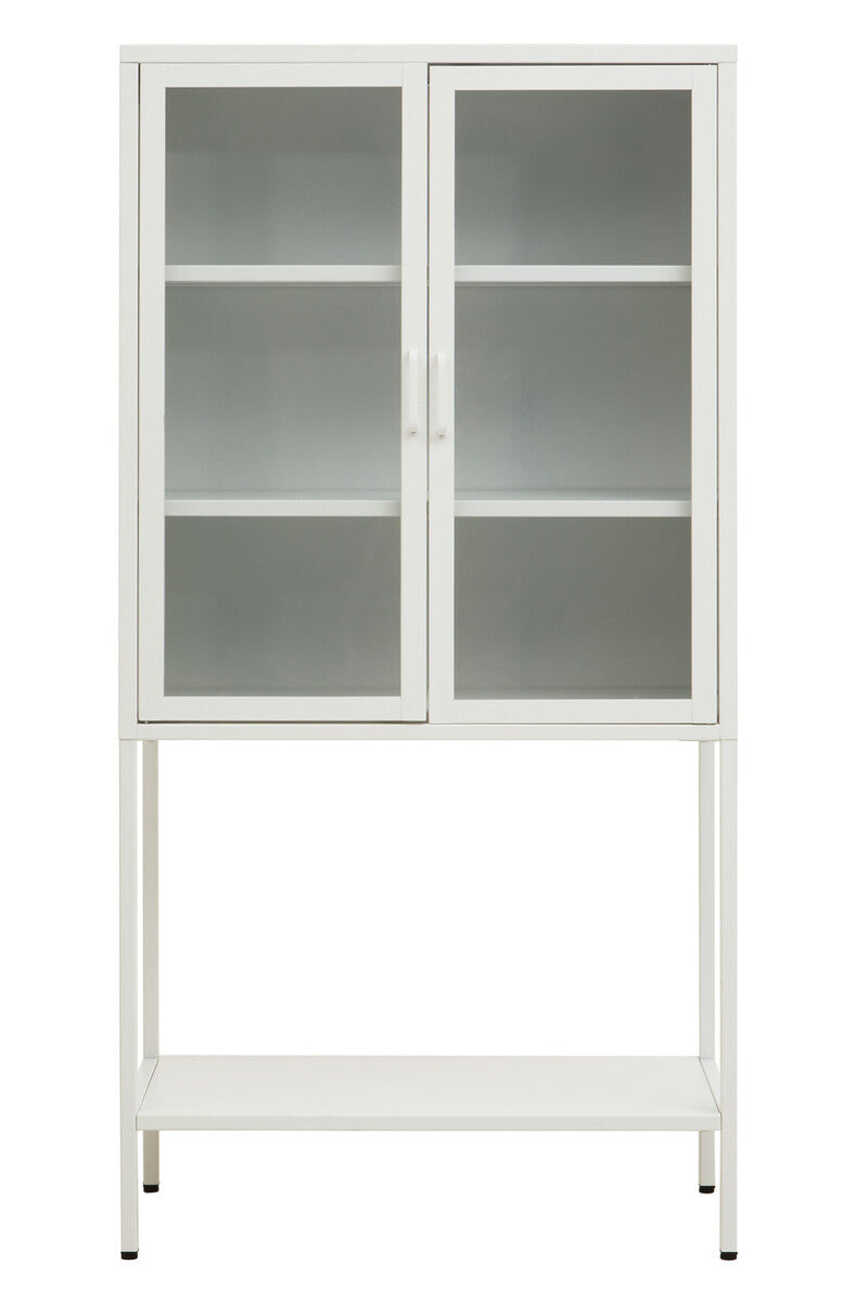 Two Door White Metal Cabinet with Glass Doors | Acier