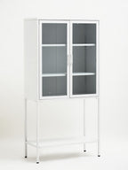 Two Door White Metal Cabinet with Glass Doors | Acier