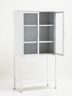 Two Door White Metal Cabinet with Glass Doors | Acier