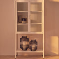 Two Door White Metal Cabinet with Glass Doors | Acier