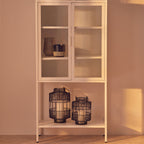 Two Door White Metal Cabinet with Glass Doors | Acier