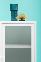 Two Door White Metal Cabinet with Glass Doors | Acier