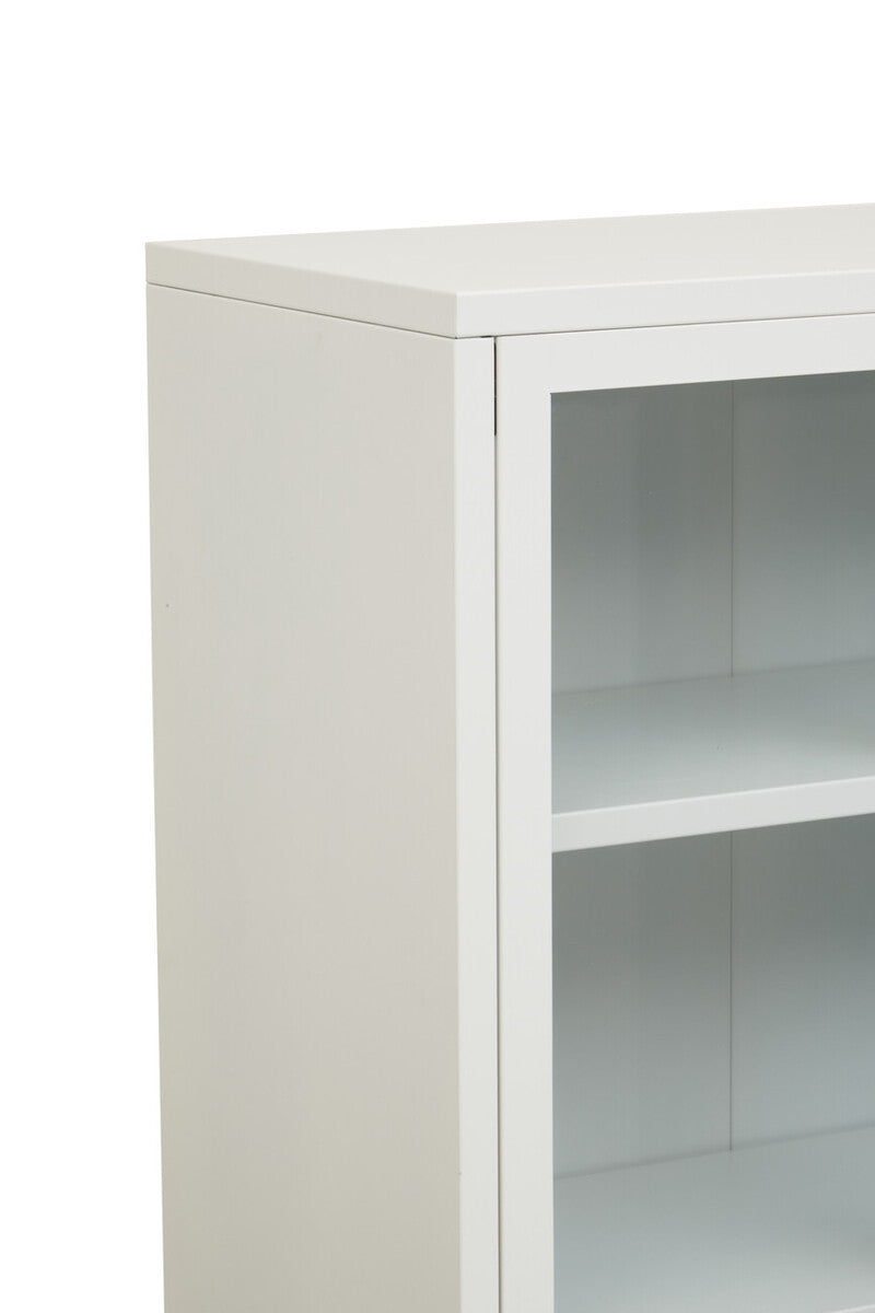 Two Door White Metal Cabinet with Glass Doors | Acier