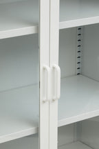 Two Door White Metal Cabinet with Glass Doors | Acier
