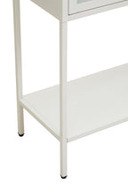 Two Door White Metal Cabinet with Glass Doors | Acier