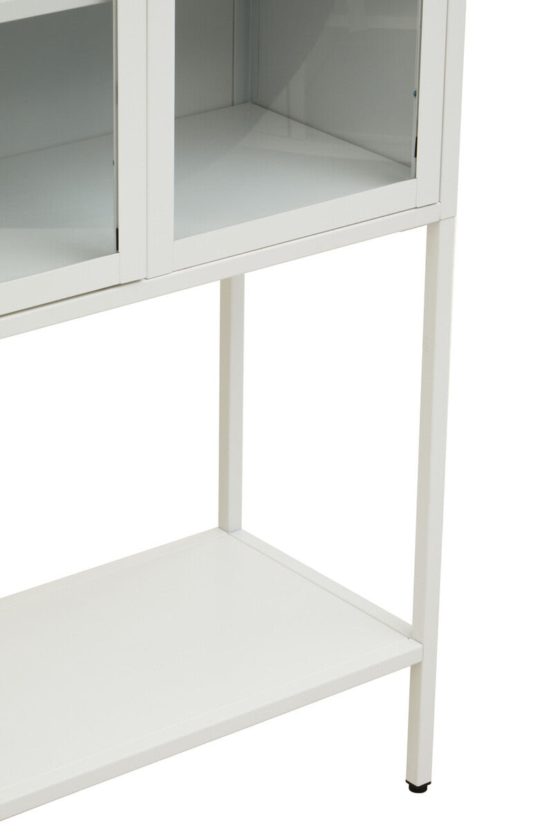 Two Door White Metal Cabinet with Glass Doors | Acier