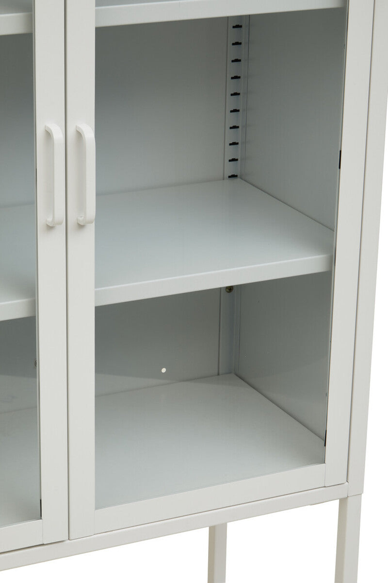 Two Door White Metal Cabinet with Glass Doors | Acier