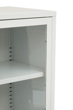 Two Door White Metal Cabinet with Glass Doors | Acier