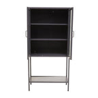 Two Door Grey Metal Cabinet With Glass Doors | Acier