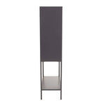 Two Door Grey Metal Cabinet With Glass Doors | Acier
