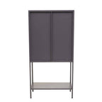Two Door Grey Metal Cabinet With Glass Doors | Acier