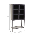 Two Door Grey Metal Cabinet With Glass Doors | Acier