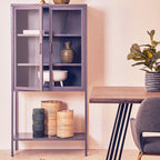 Two Door Grey Metal Cabinet With Glass Doors | Acier
