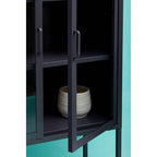 Two Door Grey Metal Cabinet With Glass Doors | Acier