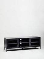 Two Door Black Metal Media Unit | Acier