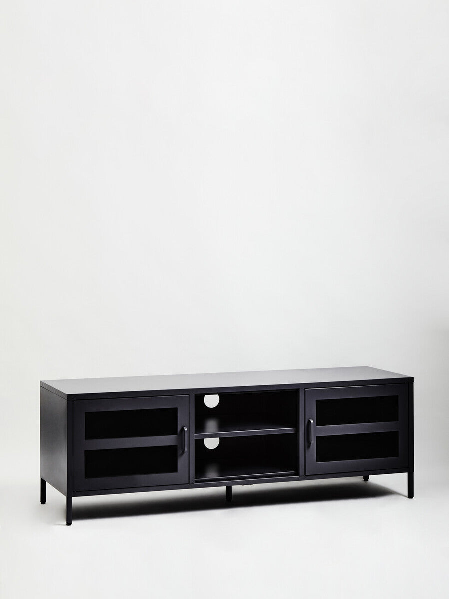 Two Door Black Metal Media Unit | Acier