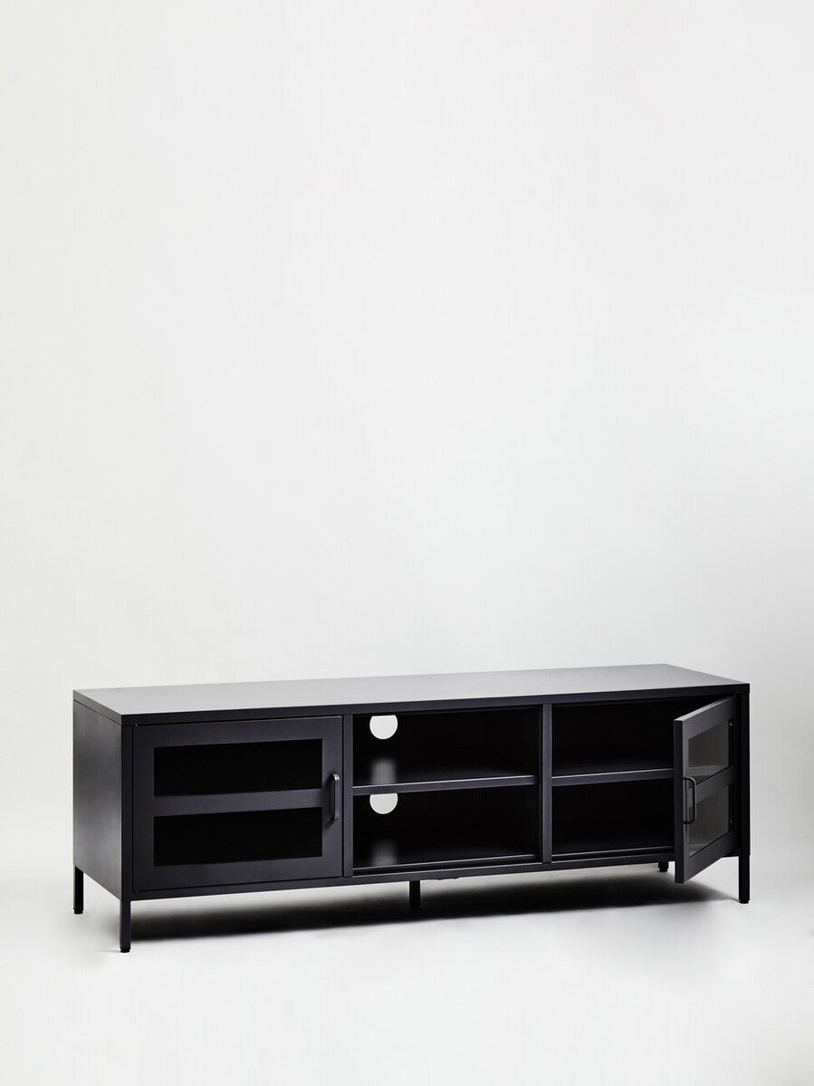 Two Door Black Metal Media Unit | Acier