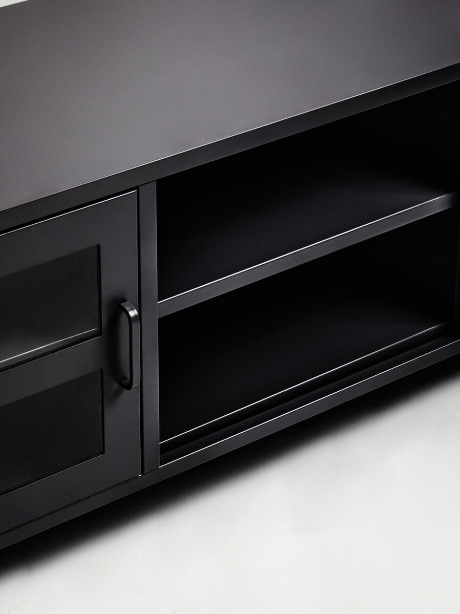 Two Door Black Metal Media Unit | Acier
