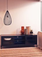 Two Door Black Metal Media Unit | Acier