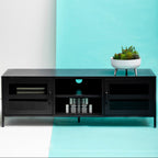 Two Door Black Metal Media Unit | Acier