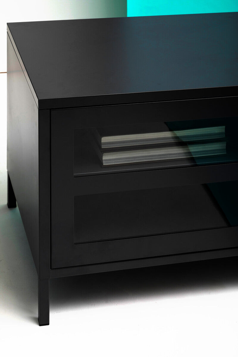 Two Door Black Metal Media Unit | Acier
