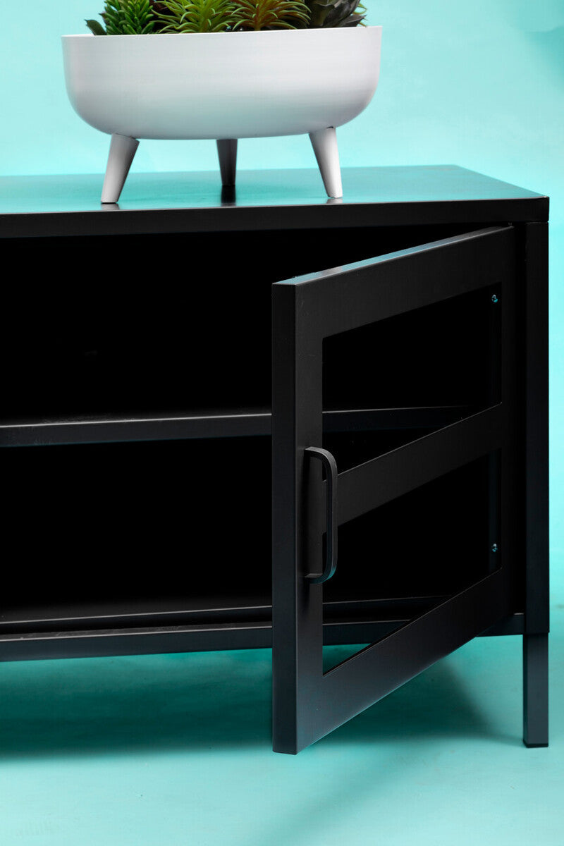 Two Door Black Metal Media Unit | Acier