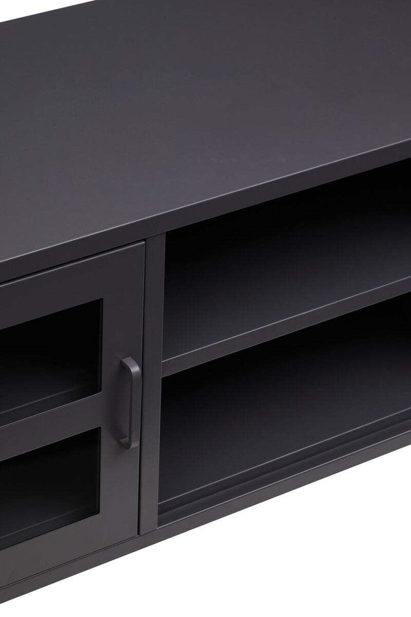 Two Door Black Metal Media Unit | Acier