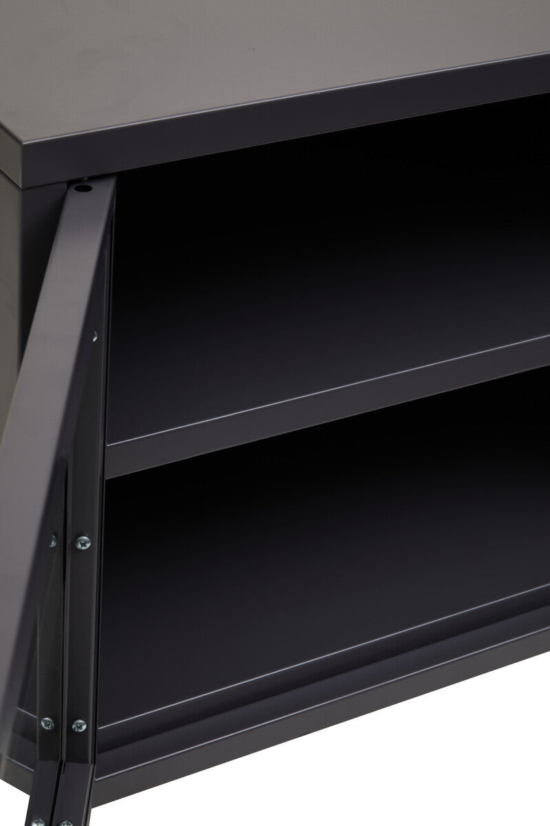 Two Door Black Metal Media Unit | Acier