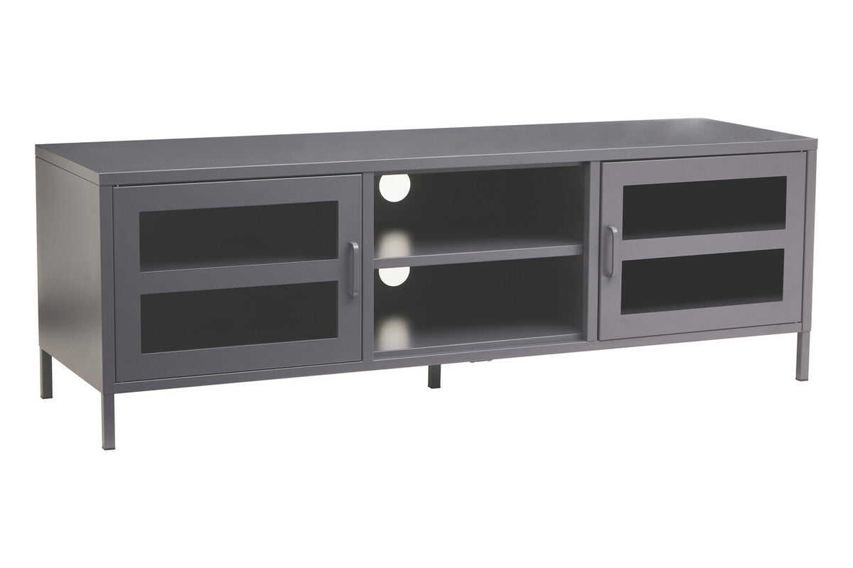 Two Door Grey Metal Media Unit | Acier
