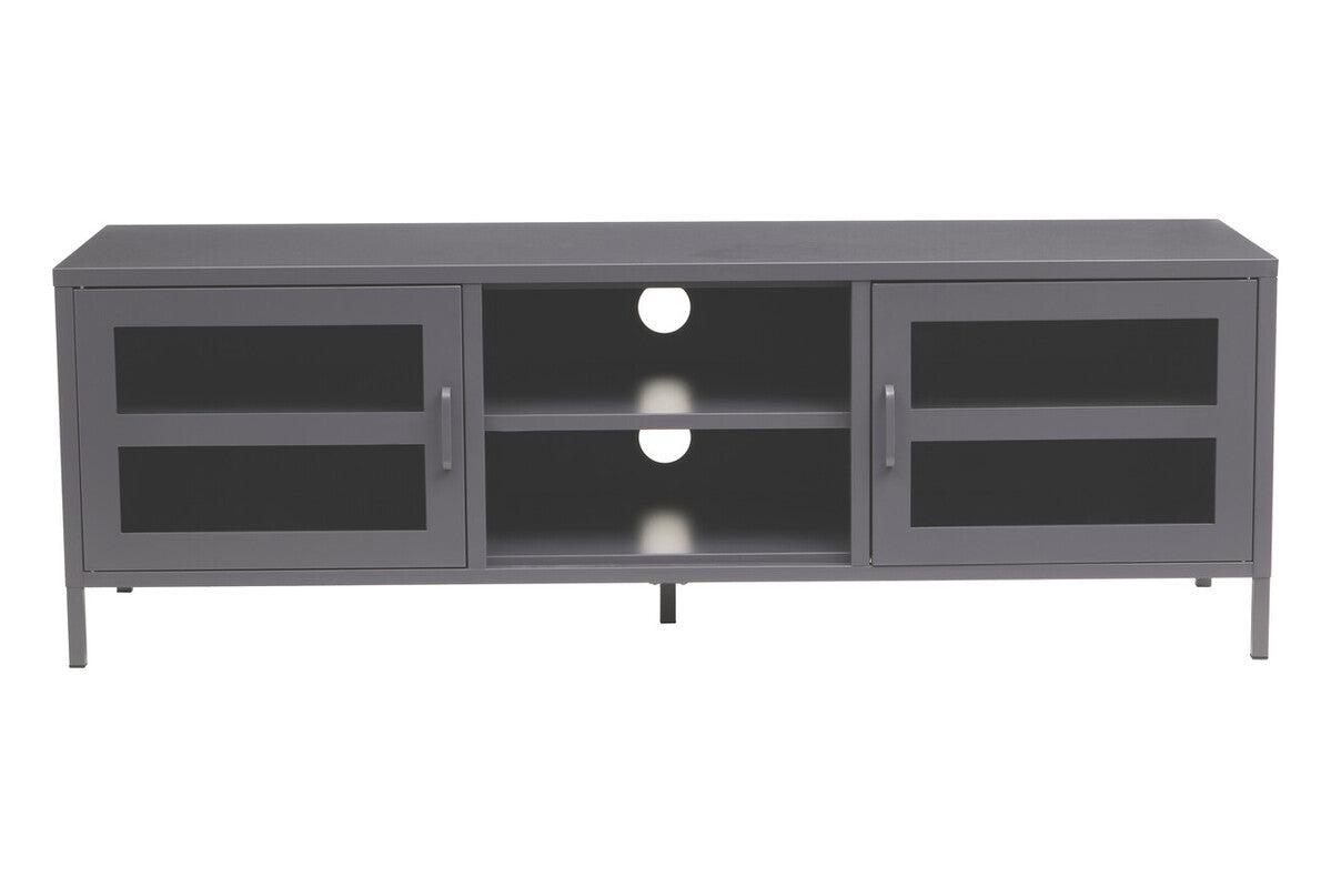 Two Door Grey Metal Media Unit | Acier